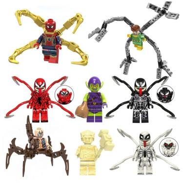 Imagem de Kit 8 Bonecos Homem Aranha Spiderman Blocos De Montar