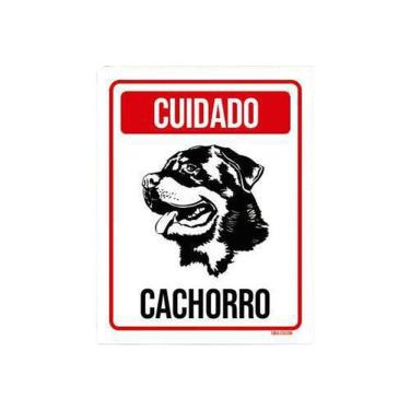 Imagem de Kit 10 Placas Cuidado Cachorro Rottweiler 3