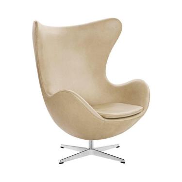 Imagem de Poltrona Egg Sem Puff Base Alumínio Em Sued Bege