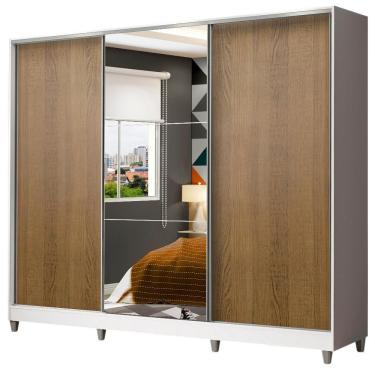 Imagem de Guarda Roupa Juvenil Mdf Madesa Com Espelho Branco Rustic