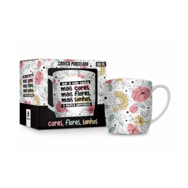 Imagem de Caneca de Porcelana Cores, Flores, Sonhos - 300ml - Brasfoot 