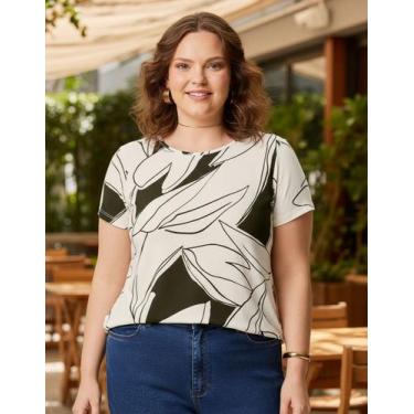 Imagem de Blusa plus size mullet várias estampas g1 ao g5 malwee, Palha, G5