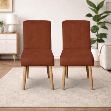 Imagem de Kit 02 Cadeiras Jantar Luna tecido Suede para Quarto Sala salão recepç