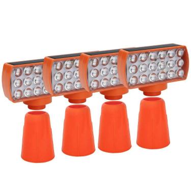 Imagem de Sinalizador Solar Viario Kit 4 Duas Cores Cone Alerta Seguranca Noturna Obra Rodovia Alerta Emergencia Estrada Transito