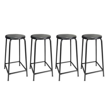 Imagem de Kit 4 Bancos Alto 65 cm de Metal Banqueta Empilhavel Para Bar Balcão C