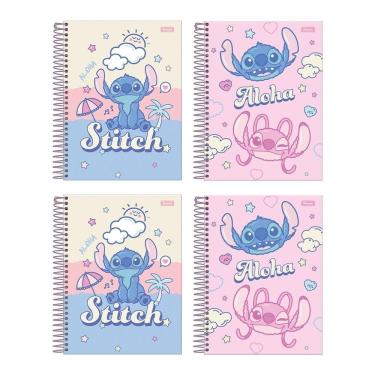 Imagem de Caderno Foroni Capa Dura Papel Carta Stitch 80 Folhas - Embalagem com 4 Unidades