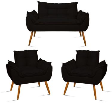 Imagem de Kit Sofá Opala + 2 Poltronas Opala preta