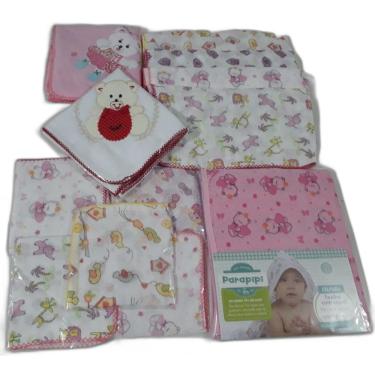 Imagem de Kit 2 Cueiro Bordado 15 Fraldas 1 Toalha Banho Menina