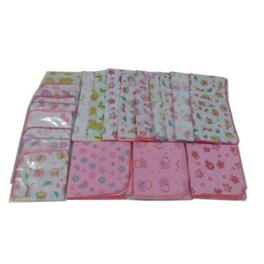 Imagem de Kit 9 Pano de boca 9 Fraldas de pano  3 Cueiros para menina