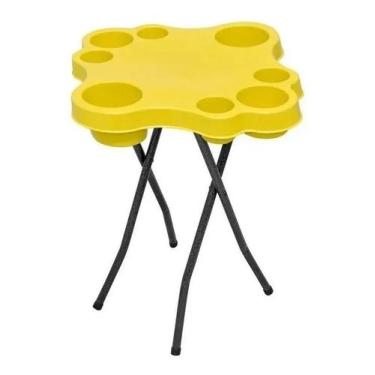 Imagem de Mesa Petisqueira Plástico Dobrável - Jaddi Móveis, Amarelo