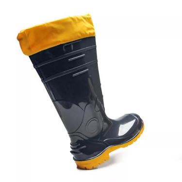 Imagem de Bota PVC Impermeável Aqua Lev Longa Com Polaina Bracol Solado Amarelo,
