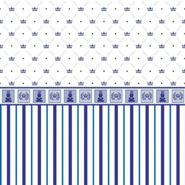 Imagem de Papel Parede Adesivo Urso Coroa Azul E Listra Infantil Bebe