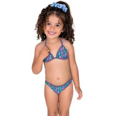 Imagem de Biquini Infantil Mod Praia Verão Proteção Uv50 + Laço Cabelo - - anjo 