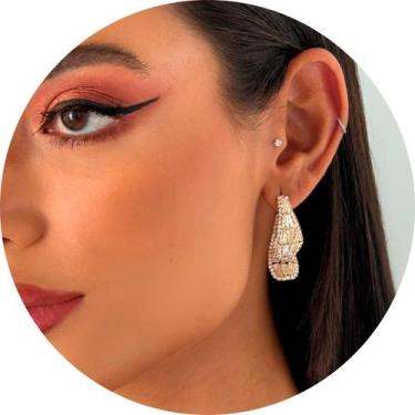 Imagem de Brinco Feminino Estilo Coreano Presente Luxo Glamour Dourado - - anjo 