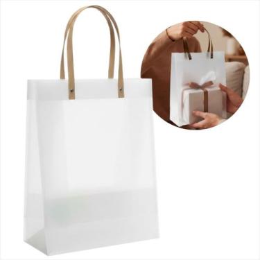 Imagem de Kit Jogo Com 12 Unidades Sacola De Plástico PVC Transparente Fosca Res