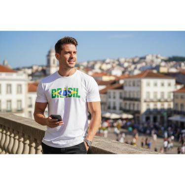 Imagem de Camiseta Casual Masculina Estampada Brasil Copa 2026 Malha Algodão do P ao G1-Masculino