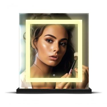 Imagem de Espelho De Bancada Portátil Led Touch Maquiagem 30x40 Base Preto-neutro