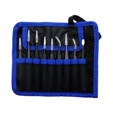 Imagem de Pinças Antiestáticas De Aço Inoxidável ESD 10PCS Para Precisão Em Elet
