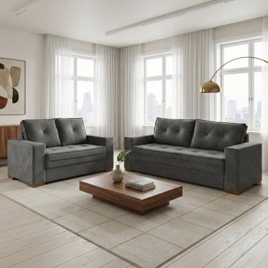 Imagem de Conjunto de Sofá 2 e 3 Lugares Toquio Cinza