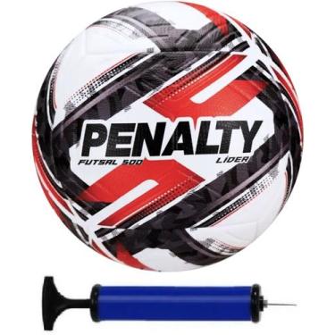 Imagem de Bola Futsal Penalty Lider + Bomba de Ar, Vermelho