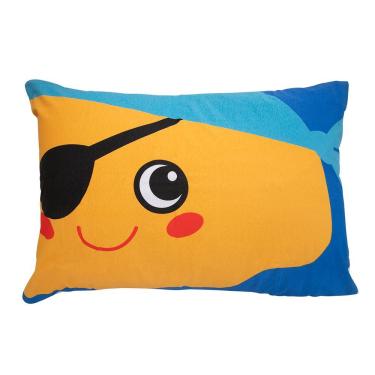 Imagem de Fronha Malha 100% Algodão Estampa Localizada Pirata 48CM X 68CM 01 Peça Branco Portallar
