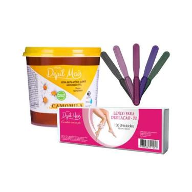 Imagem de Kit Cera Depilatória Quente Natural Visual Depil Mais 600g Hidrossolúv