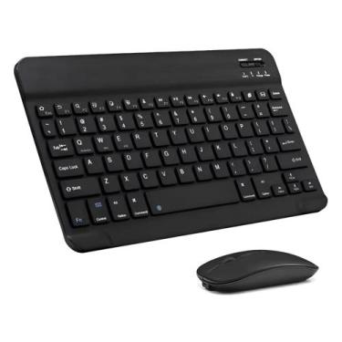 Imagem de Kit Teclado e Mouse Sem Fio Recarregável Multifuncional PC Tablet e No