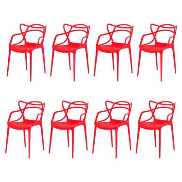 Imagem de Kit 8 Cadeiras Allegra Vermelha Sala Cozinha Janta