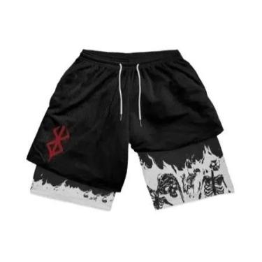 Imagem de Shorts De Treino Esportivos Masculinos plus Size Y2K Anime Maniac Para