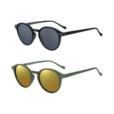 Imagem de Óculos De Sol Retro Unissex Polarizados Vintage Com Armação Redonda Pe