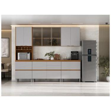 Imagem de Cozinha Completa Itatiaia Lumina MDF 7 Portas 9 Gavetas, Cinamomo e Fe