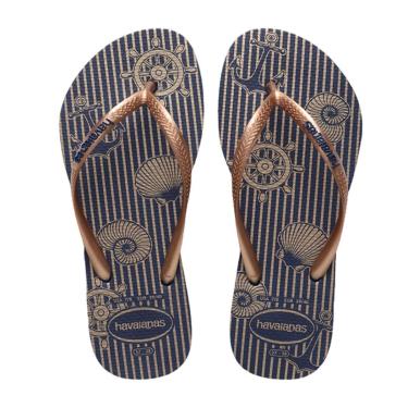 Imagem de Chinelo Feminino Havaianas Slim Azul Marinho e Rose - 4137-Feminino