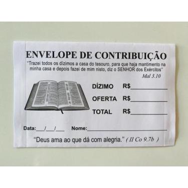 Imagem de Envelope de contribuição dízimo e oferta pacote com 100 unidades  - Li