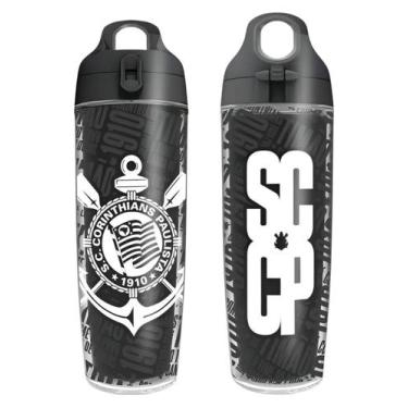 Imagem de Garrafa Esportivas Times Futebol Helsim 600ml Resistente, Preto
