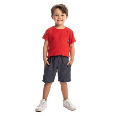 Imagem de Bermuda Infantil Moletinho Jeans Com Bolsos Laterais Menino - By Gus, 