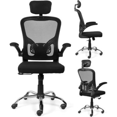 Imagem de Cadeira De Escritório Ergonômica Giratoria Ajuste Lombar Tecido Respirável Em Mesh Espu...