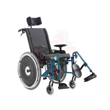 Imagem de Cadeira de Rodas AVD Alumínio AVD Reclinável 38 CM - Ortobras, Azul