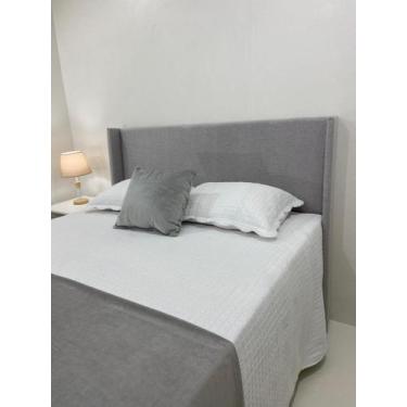 Imagem de Cabeceira Casal Modelo Liz Até o Chão 140x120cm Cor Cinza Claro Tecido