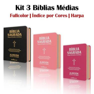 Imagem de Kit 3 - Bíblias Letra Média - Capa Flexível Luxo  ARC - João Ferreira 