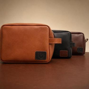 Imagem de Necessaire Bolsa Organizadora Mala Viagem Couro Legítimo - Little, Whi