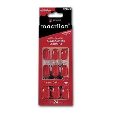 Imagem de Unhas postiças amendoado colantes 24 un. macrilan, VERMELHO
