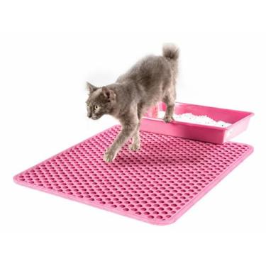 Imagem de Tapete Higiênico G Coletor De Areia Para Gato 56x68cm Rosa - YOLOPET