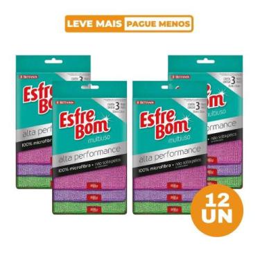Imagem de Kit 12 Pano Multiuso 100% Microfibra Alta Performance EsfreBom Bettani
