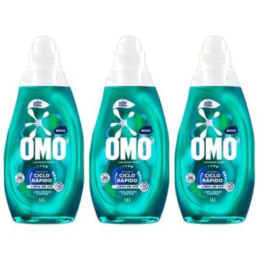 Imagem de Kit Sabão Líquido 1,4L 3 Unidades OMO - Ciclo Rápido Ação Total