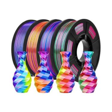 Imagem de Filamento De Impressão 3D Tricolor Silk PLA 1.75mm 250g Alta Precisão 