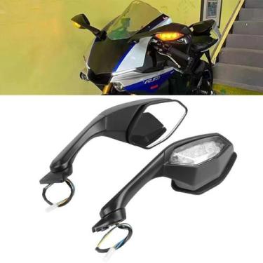 Imagem de Espelhos Retrovisores LED Para Motocicleta Yamaha YZF R1 R6 Com Sinali