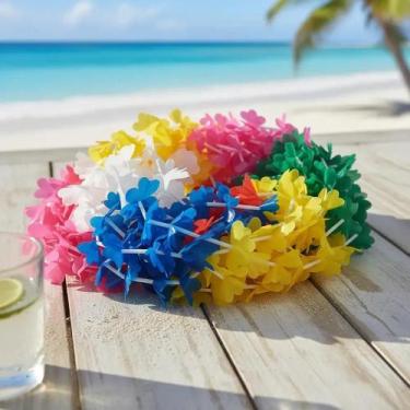 Imagem de Kit Carnaval Colar Havaiano Real Seda 24 Unidades Flor de Se - Congrat