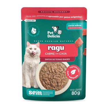 Imagem de Sachê Natural Pet Delícia Ragu de Carne com Chia para Gatos 80g - PET 