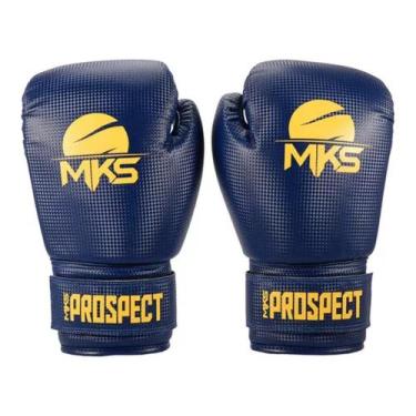 Imagem de Luva De Boxe Muay Thai Mks Combat New Prospect Blue Yellow 10 Oz
