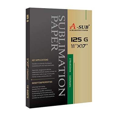 Imagem de O papel de sublimação A-SUB 28 x 43 cm, 110 folhas, compatível com impressora de sublimação e tinta, 125 g